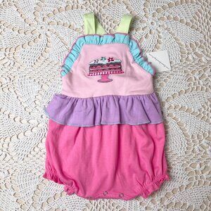 Lemon Loves Layette Baby Girl 6-12 Months First Birthday Colorful Bubble Romper